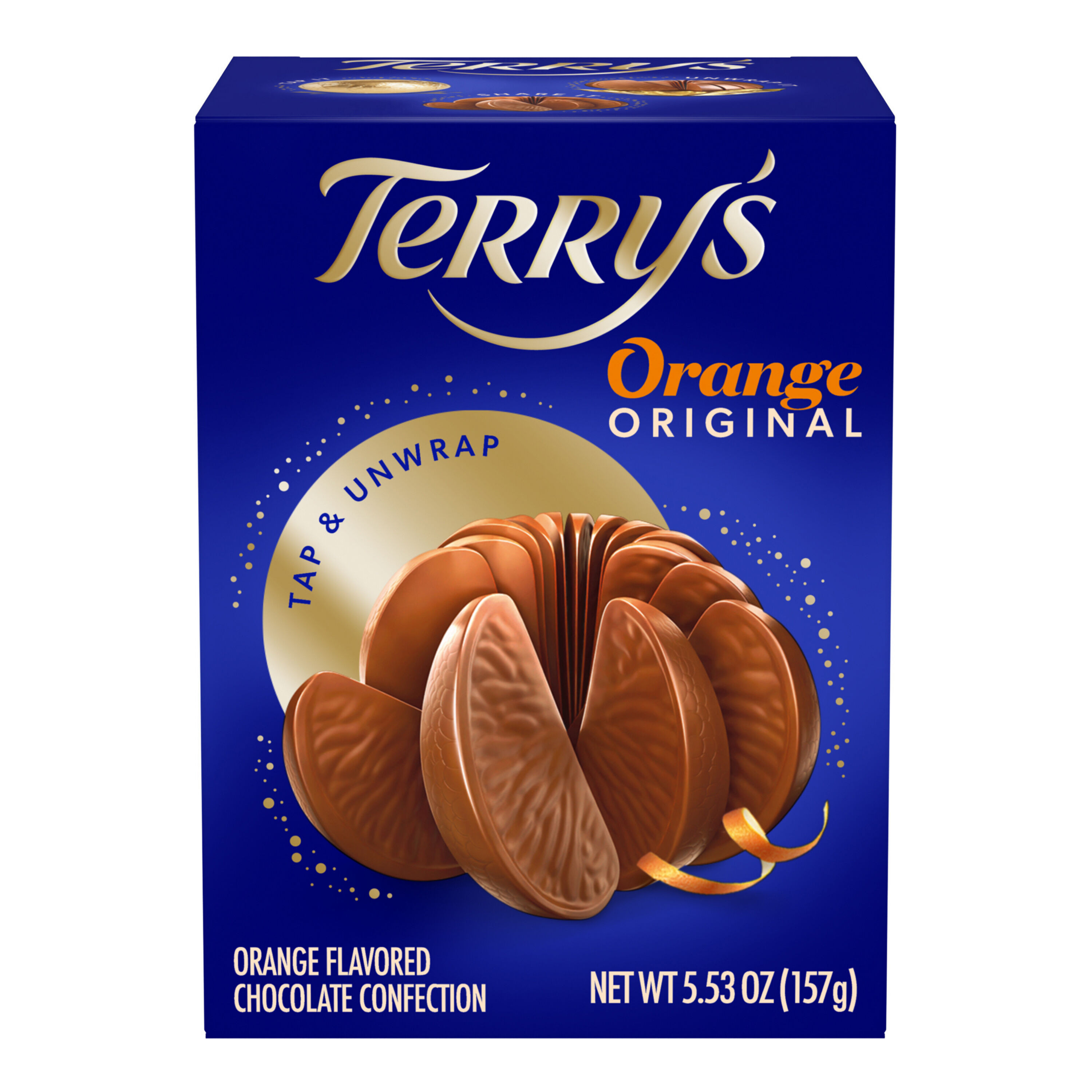 Packages of Terry's Milk Chocolate Orange on a white background.