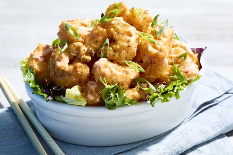 A bowl of Bang Bang shrimp from Bonefish Grill