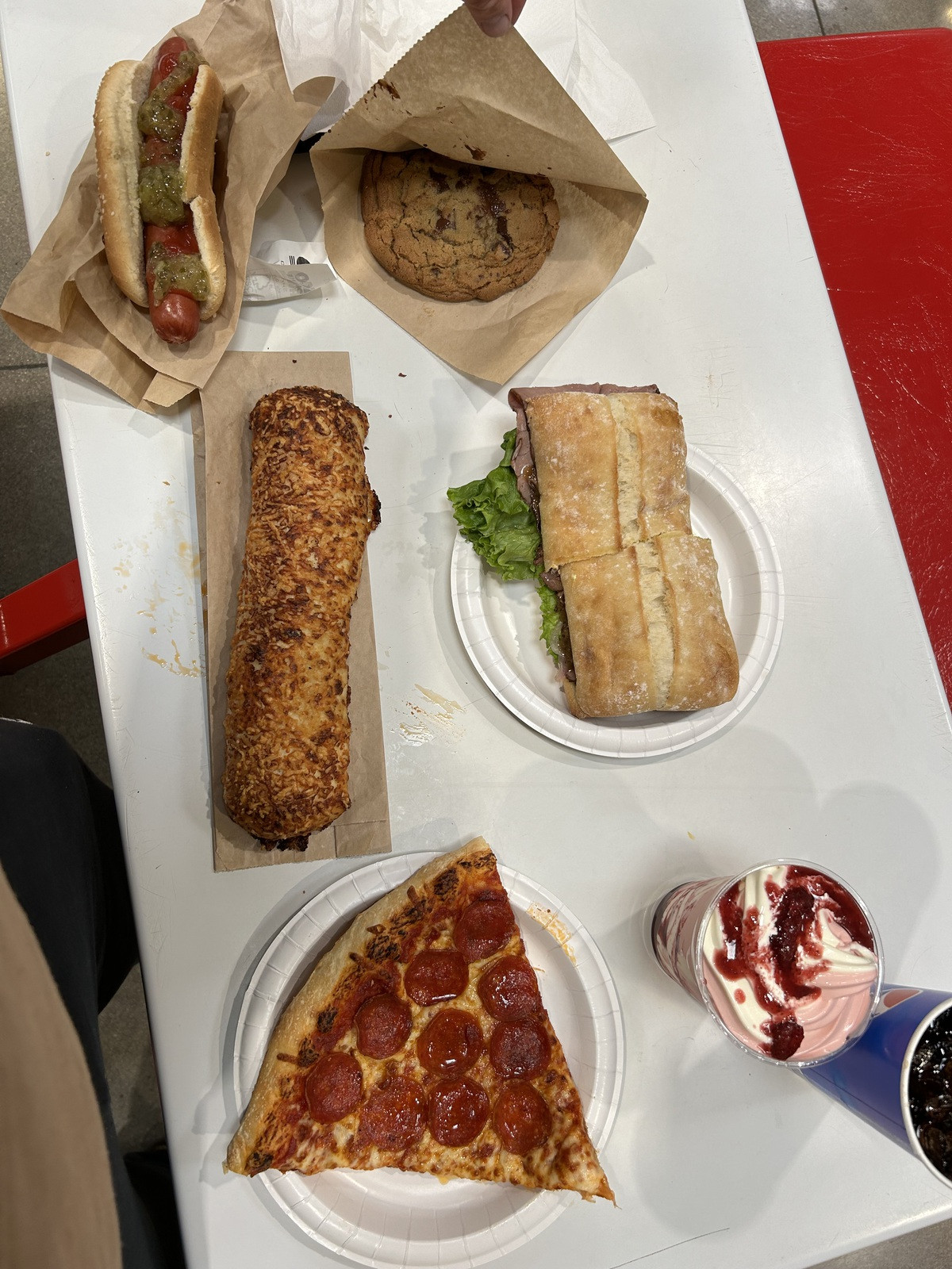 Costco food court hot dog and soda combo.