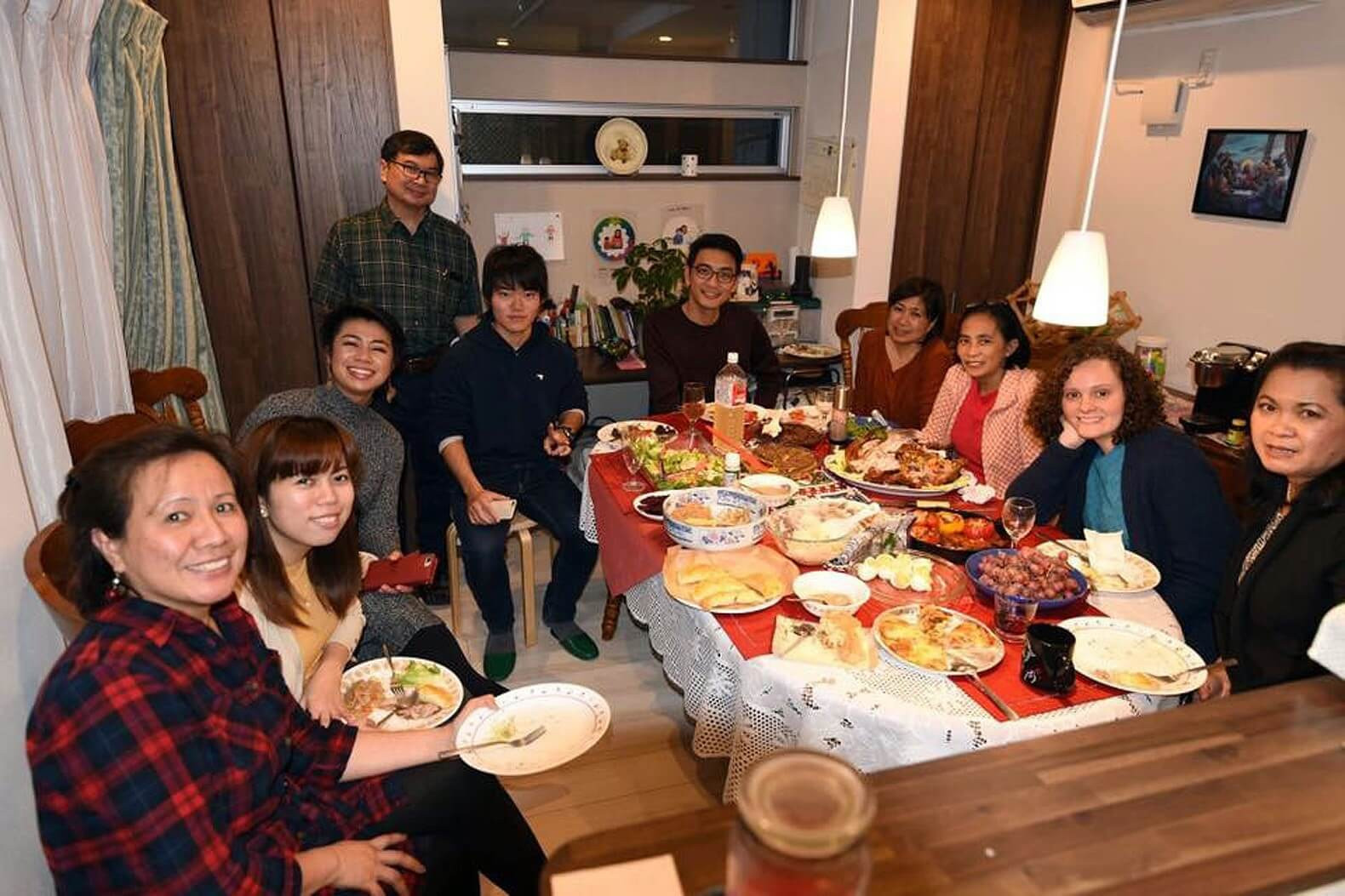 A Christmas gathering with food for the hungry and lonely at the Umpig-Julian household.