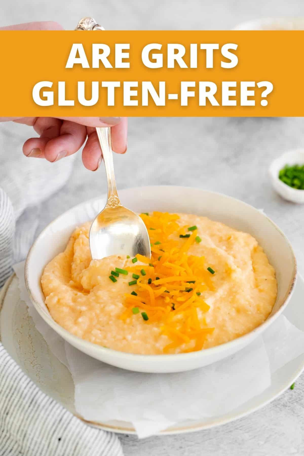 overhead image of grits in bowl topped with cheese