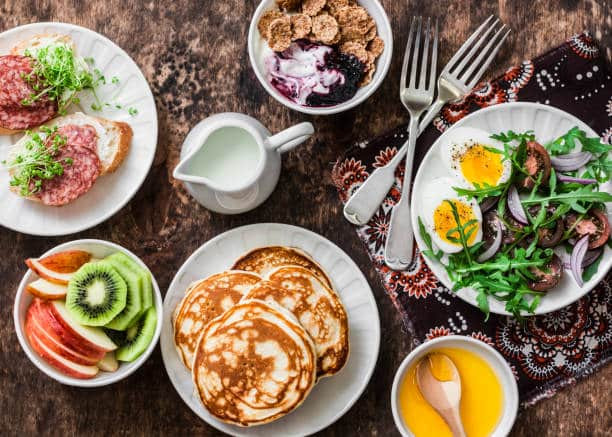 Plates of food on a table