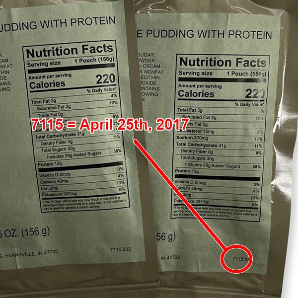 MRE food rations stored in a dark, dry place to maximize shelf life