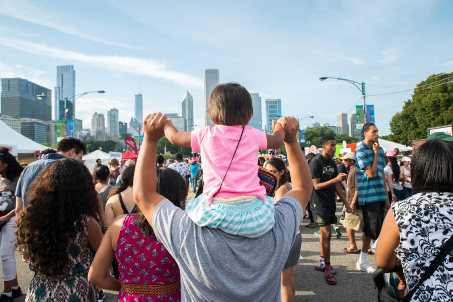 Family at Taste of Chicago Food Festival