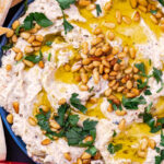 Baba Ganoush ingredients including eggplant, tahini, garlic, and lemon