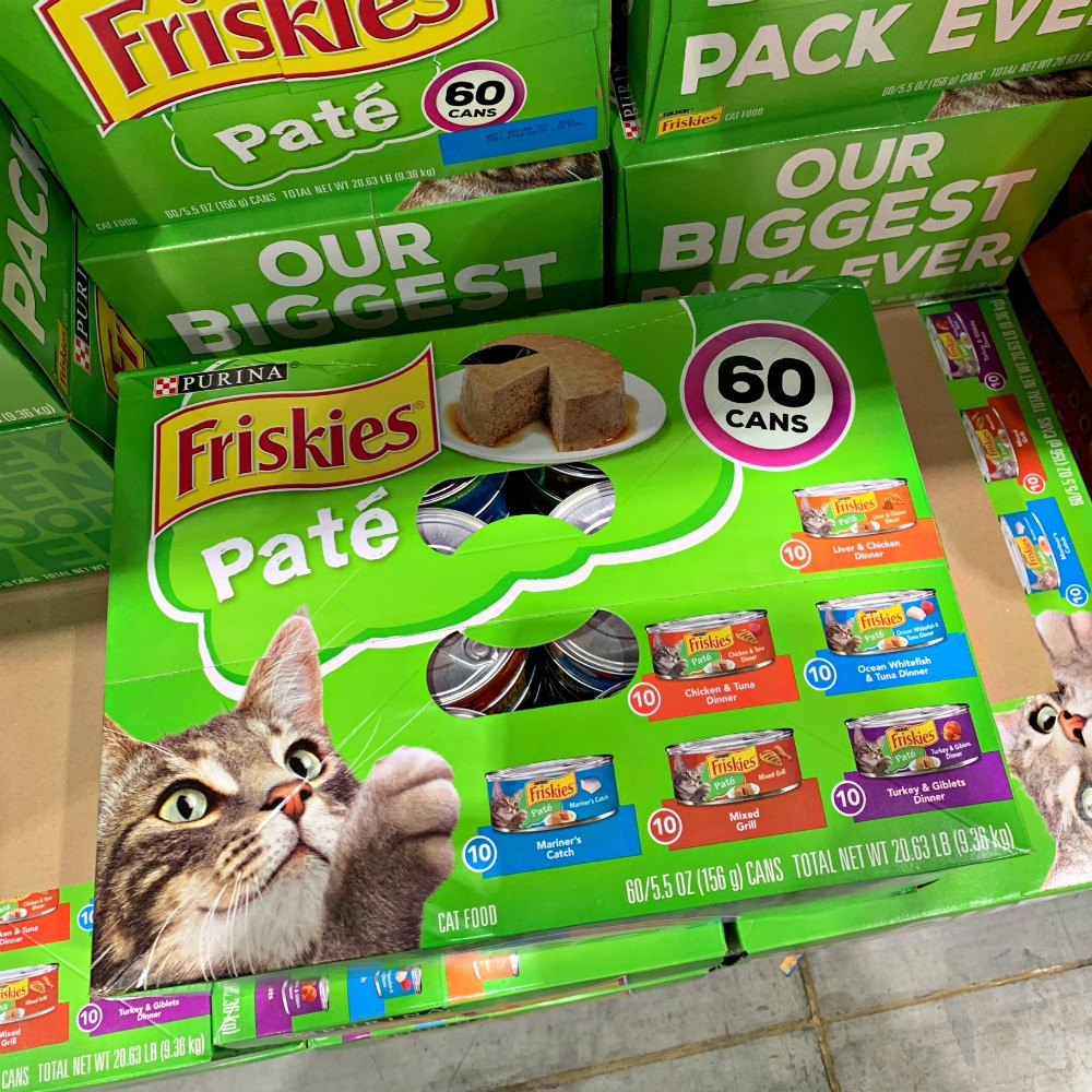 60 can pack of Friskies pate wet cat food at Costco