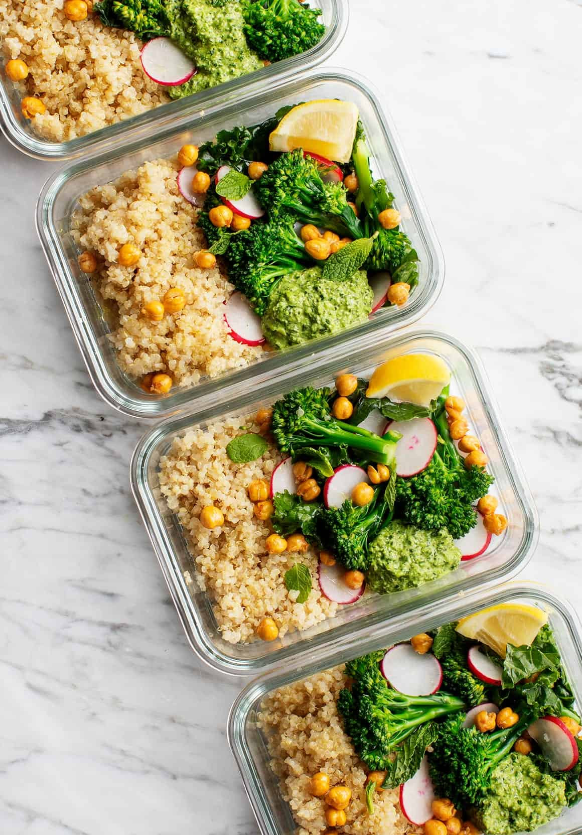 Assortment of colorful and nutritious prepped meals in containers, ready for the week, showcasing the variety possible with food prep