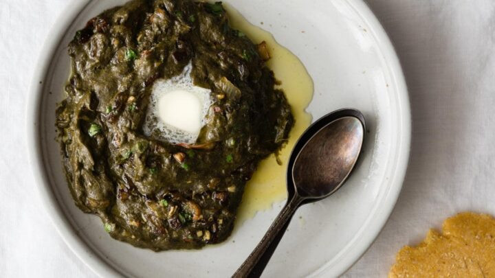 Plate of Sarson Ka Saag with Makai Ki Roti