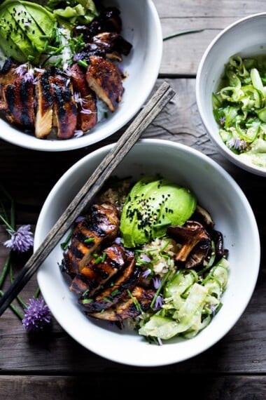 Japanese Farm Style Teriyaki Chicken Bowl with Cucumber Sesame Salad