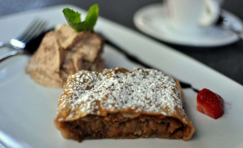 The sweet crusty Apfelstrudel is a must-try Austrian food.